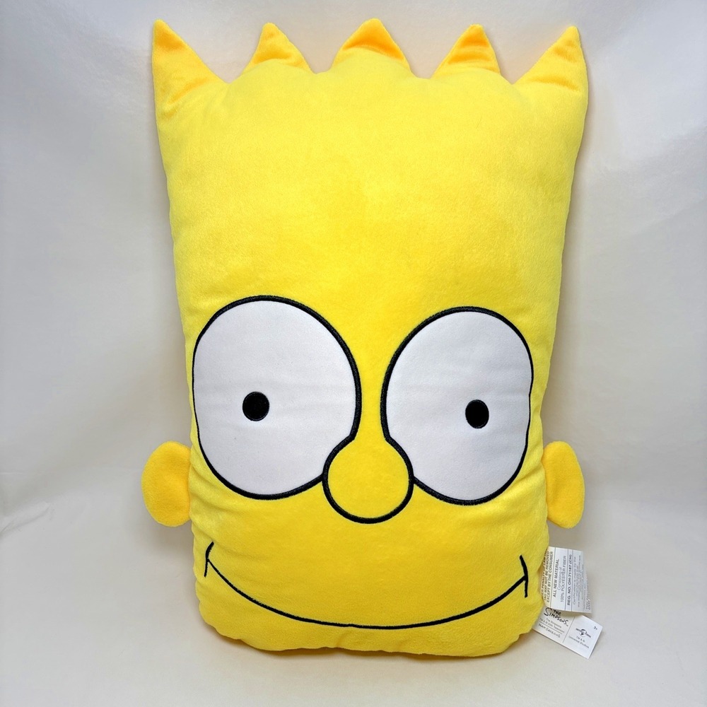 Bart Simpson Universal Studios Yellow Jumbo Head Plush‎ Stuffed Pillow 19"